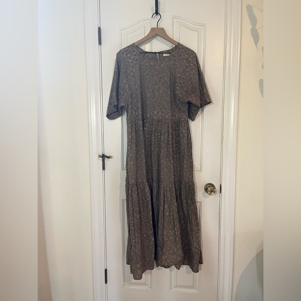 Christy Dawn | The Theo Dress in Grey Poppy 100% Regenerative Cotton Boho Large - Picture 3 of 10
